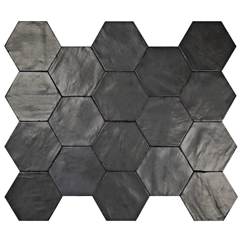 KDC Tile and Marble 5.5X6.3 Authentic Hexagon Blue Porcelain Tile